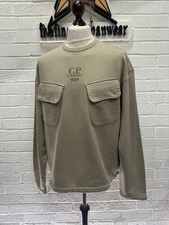 C.P. Company 989 Men's Utility Crew Neck Sweatshirt in Khaki- Medium. / 23” P2P