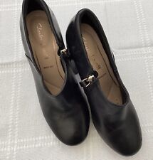Clarks Cushion Plus Black Leather Heel Trouser Boots Size 5E Wide Fit