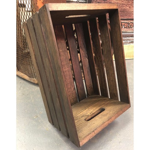 Wooden crate dark walnut color - dark,