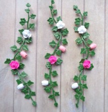 1:12 Dolls House Miniature: 3x Climbing Rose Garland Vine 12.5cm (DIY Trellis)