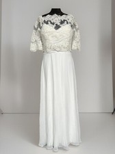 New Wed2b Heidi Hudson Chiffon Wedding Dress, Lace Topper And Belt Size 12
