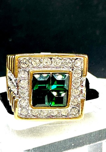 Mens emerald green gold ring