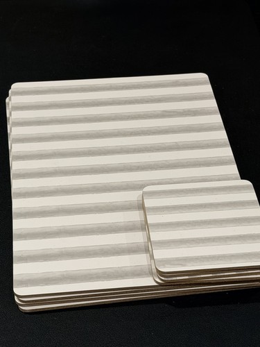 Grey white striped - &, wooden