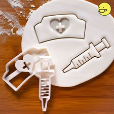 Set of 2: Syringe + Nurse Hat cookie cutter | nurses day florence nightingale