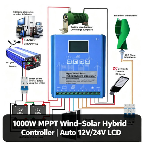 1000w mppt wind solar - 1000w, hybrid