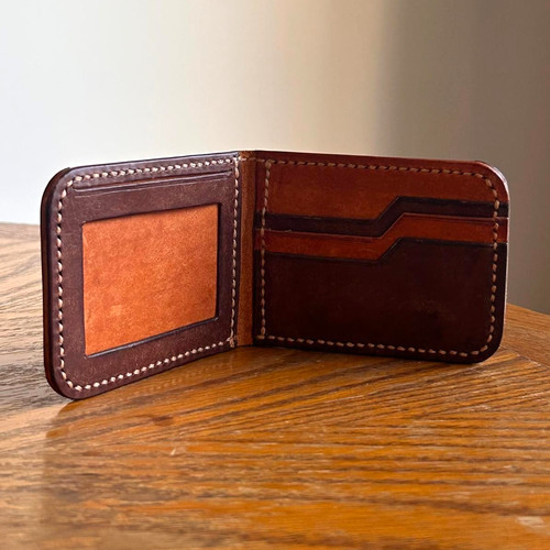 Handmade men brown bifold - men's,