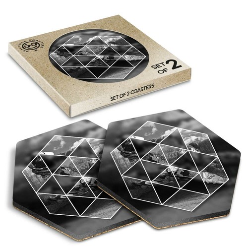 Hexagon coasters bw - coasters,