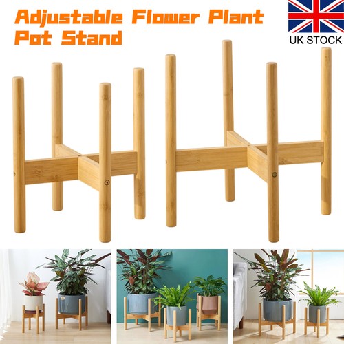 Adjustable bamboo plant stand - plant,