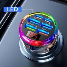 1x Multicolor LED Light USB PD Car Phone Charger QC3.0 Fast Charging Accessories