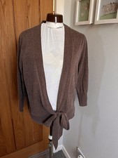 Johnstons of Elgin  Cardigan Women Sz L  Brown  grandmacore  Cashmere Silk NWT 