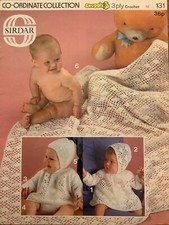 VINTAGE SIRDAR BABY LACE CROCHET PATTERN SHAWL ANGEL TOPS USES 3-PLY YARN VGC