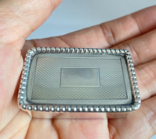 Vintage Hampton Solid Silver Pie Crust Machine Turned Pill Snuff Box Ribbed Side