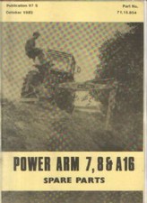 McCONNEL POWER ARM 7, 8 & A16 DITCHER EXCAVATOR PARTS MANUAL