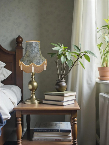 Blue paisley table - , lampshades