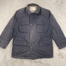 Aquascutum Jacket Mens L Blue Utility Terrace House Check M65 Military Clasp
