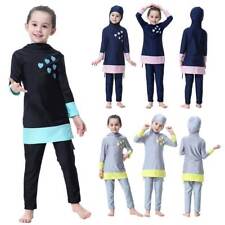 Kids Muslim Swimwear Hoody Islamic Modest Full Cover Burkini Swimming Costume UK