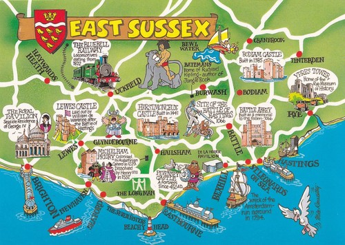 East sussex map - ~, used