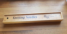 Smart Knitting Needle box, wooden with contents