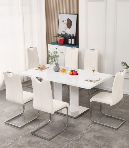 Dining table set white high - dining,