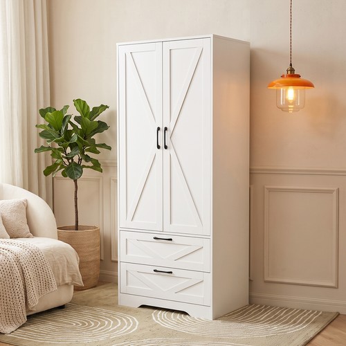 White barn door wardrobe - white,
