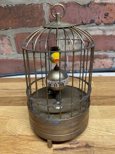 Vintage mechanical bird cage - bird,