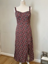 Zara black red floral midi - red,