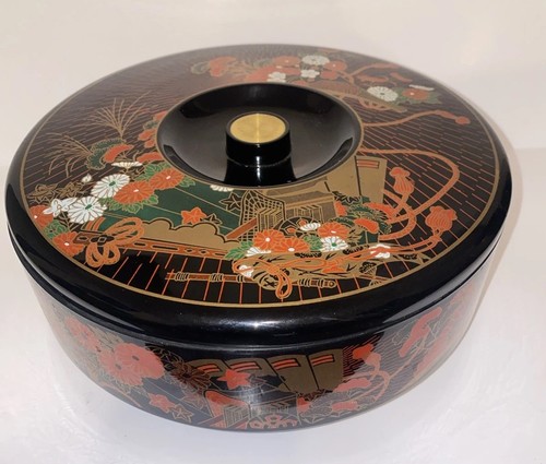 Japanese floral black lacquer - floral,