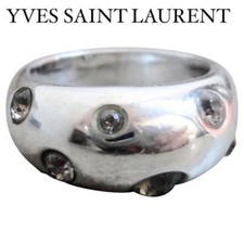 YSL ~ SAINT LAURENT 925  STERLING SILVER CRYSTAL  RING