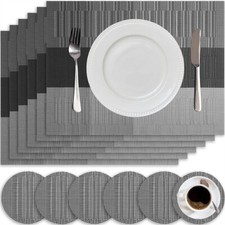 Set of 4 Placemats & 4 Coasters Waterproof Heat Resistant Dining Table Place Mat