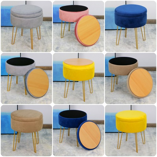 Deluxe velvet round ottoman - deluxe,