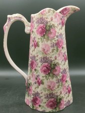 Lord Nelson Ware “Black Beauty” Floral Chintz Pitcher 25cm England Vintage 1930s