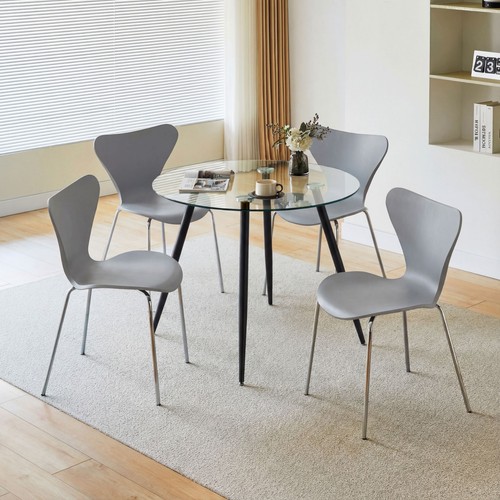 Round dining table and chair - table, 4