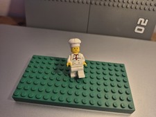 LEGO Minifigure "Chef" With White Chefs Hat And Torso, And Red Tie