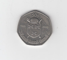 1988 Ireland Irish Uncirculated 50p Coin Large Dublin Millennium 50p (IR7-7A)