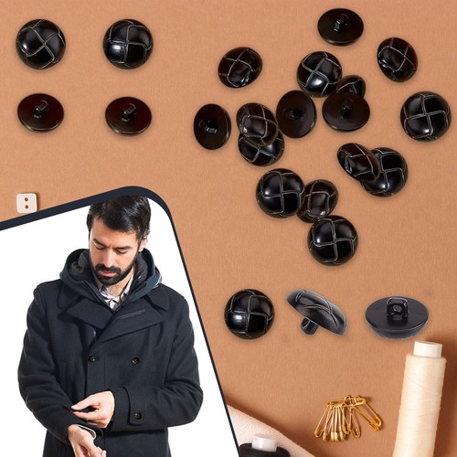 6pcs football buttons black - 6pcs,