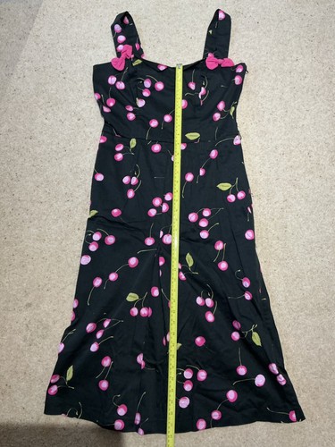 Black dress pink cherries - dress,