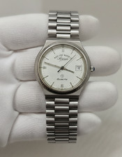 Rare Vintage West End Watch Co Sowar Date Quart White Dial Swiss Made Mens Watch