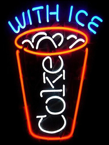 Coke with ice - with, neon,