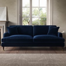 Navy Blue Velvet 4 Seater Sofa