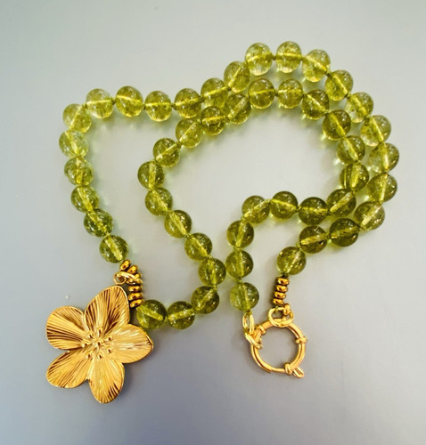 Peridot green beaded - peridot, necklace
