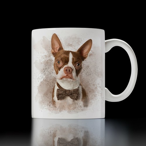 Boston terrier dog - dog, mug