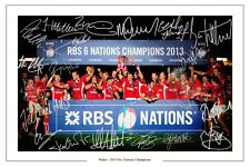 WALES RUGBY 2013 SIX 6 NATIONS CHAMPIONS SQUAD SIGNED AUTOGRAPH PHOTO PRINT