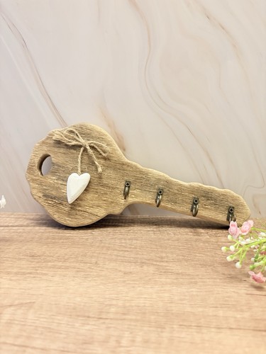 Wooden key shape holder - key,