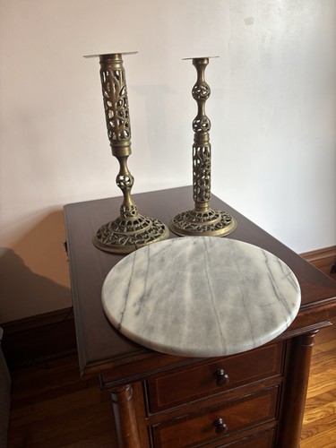 Pair reticulated brass - pair, of