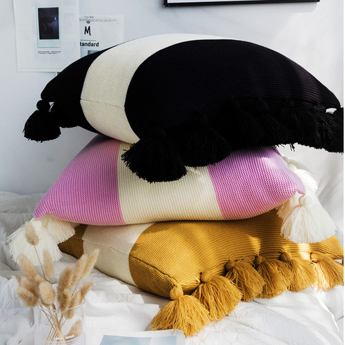 Knitted throw pillowcase sofa - knitted,