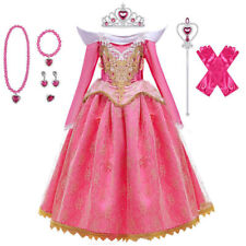 Girls Princess Dress Aurora Sleeping Beauty Gown Cosplay Halloween Fancy Costume