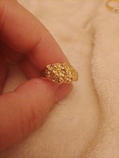 Beautiful Gold Plated Ring+ Chunk Of Gold Nugget Simulated UK O USA 7