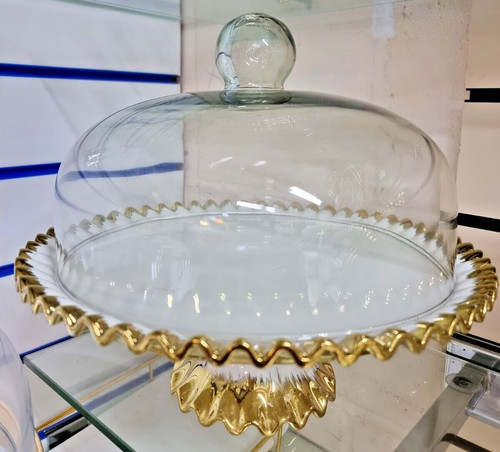 Ceramic cake stand clear - ceramic, w/clear
