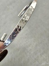 Sterling Silver Hammered Texture Torque Bangle - Unisex!