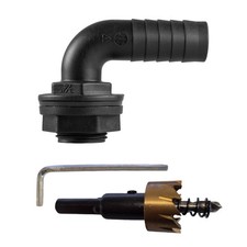 water butt/rain barrel overflow elbow Hosetail  fitting for 3/4" pipe+drill bit